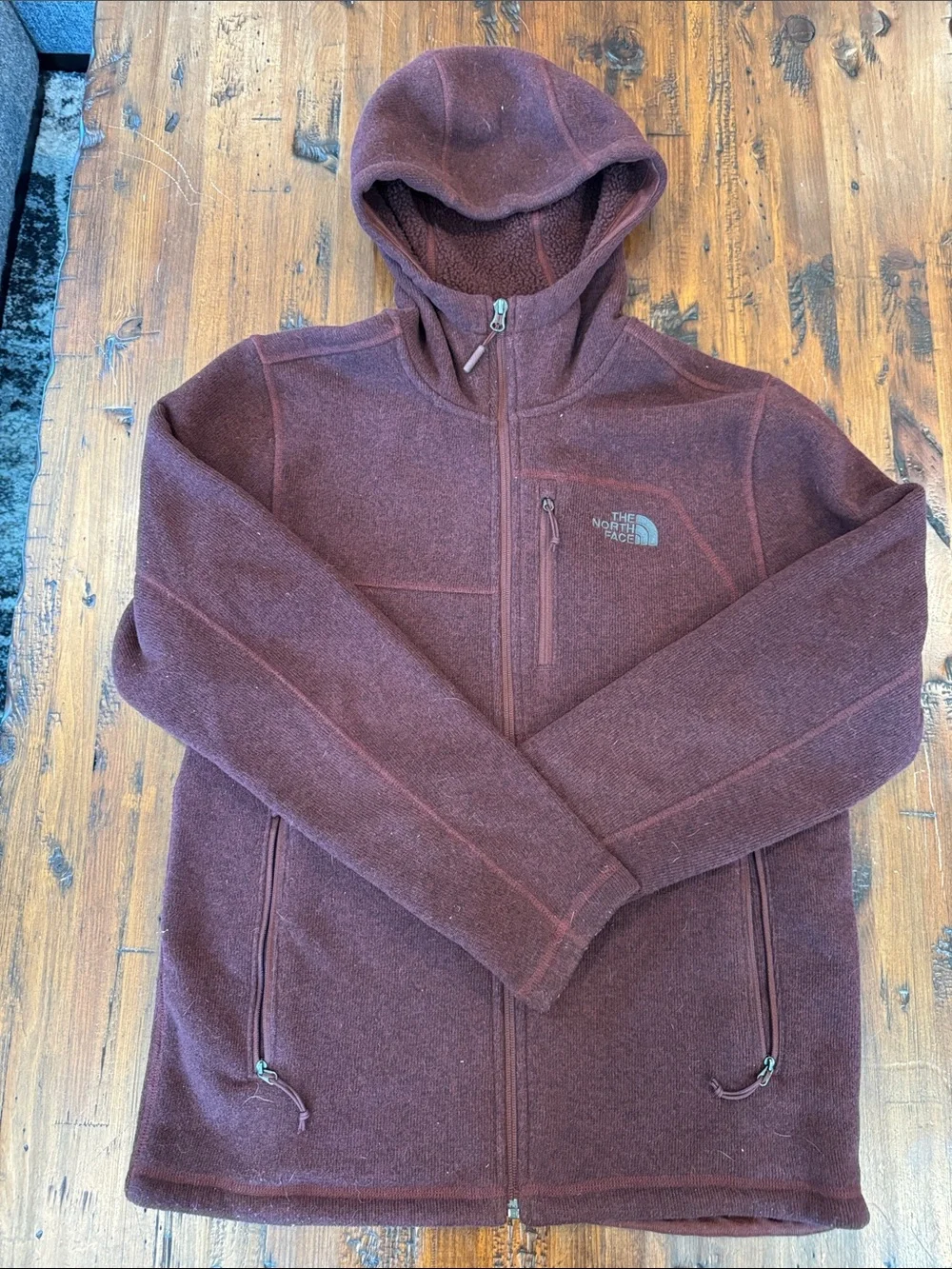 The North Face Men's Full-Zip Hooded Fleece Jacket - Maroon